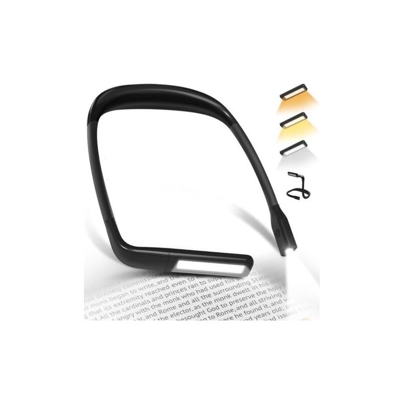 (schwarz) Wiederaufladbare 3-farbige Led-nackenleselampe, Flexible Nackenlampe Zum Lesen, Stricken Und Campen