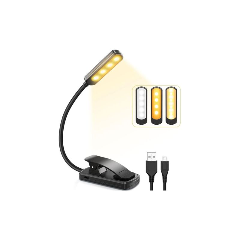 Leselampe, Led-leselampe, Usb-lade-cliplampe, 3 Farben, 9 Helligkeitsstufen, Mini-nachtlicht, Geeignet Zum Lesen Im Bett, Für Kinder, Für Kindle, Für Reisen