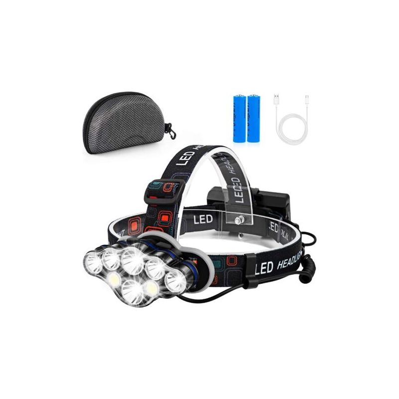 Stirnlampe, Superhelle 8-led-lampe Mit 13.000 Lumen, Usb-aufladbar, Wasserdicht, Verstellbar Für Camping, Angeln, Höhlenforschung, Joggen Und Wandern