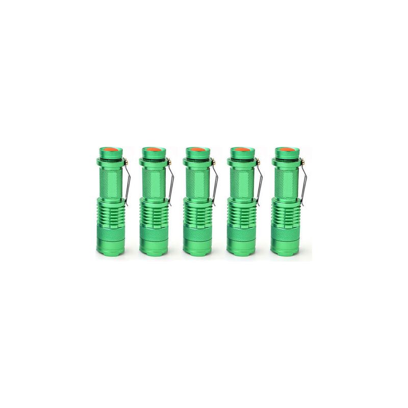 5 Mini-teleskoptaschenlampen Mit Akku, Für Wiederaufladbare Leds, Grün