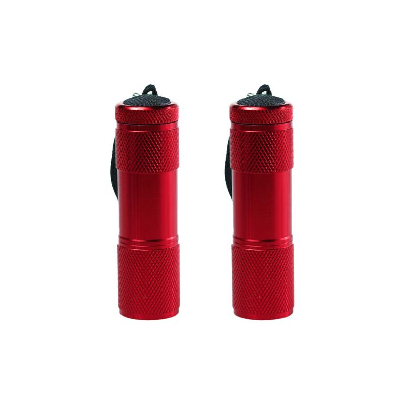 Mini-taschenlampe Mit Gummibeschichtung Und Schultergurt, Tragbar, Ideal Für Camping Und Wandern, Rot. 2 Stück
