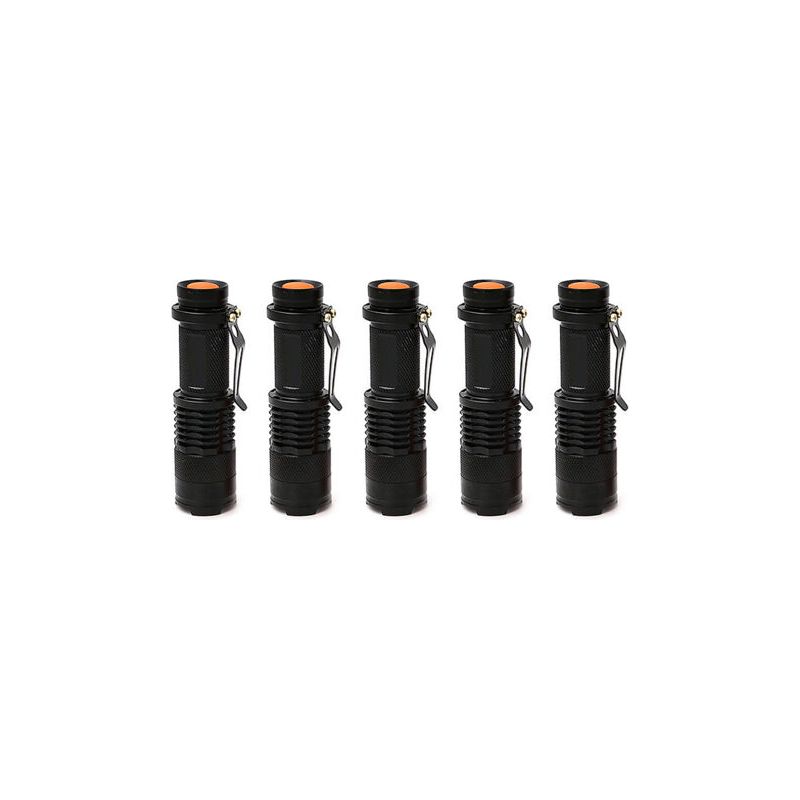 5 Mini-teleskoptaschenlampen Mit Akku, Für Wiederaufladbare Leds, Schwarz
