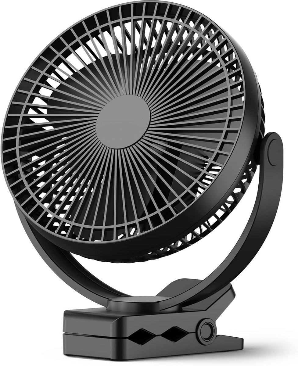Wiederaufladbarer Clip-ventilator – 3 Geschwindigkeitsstufen, 360° Verstellbar, Clip-befestigung, Für Schreibtisch, Kinderwagen, Camping Und Schlafzimmer – Schwarz