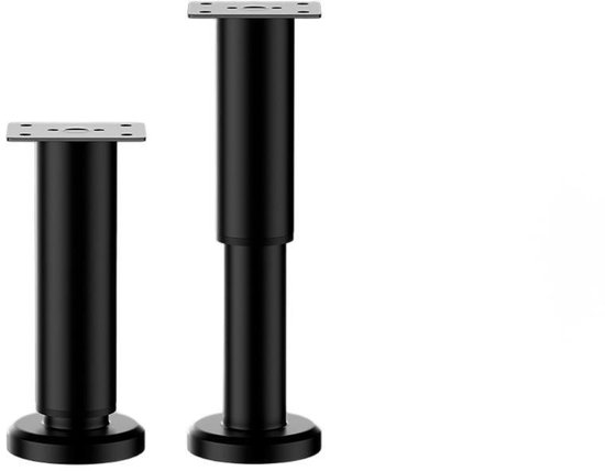 2 Höhenverstellbare Möbelfüße, 18–30 Cm, Metall Mit Schrauben, Bett-/stützfüße Für Schlafsofas Und Schränke, 18 X 6 Cm, Schwarz