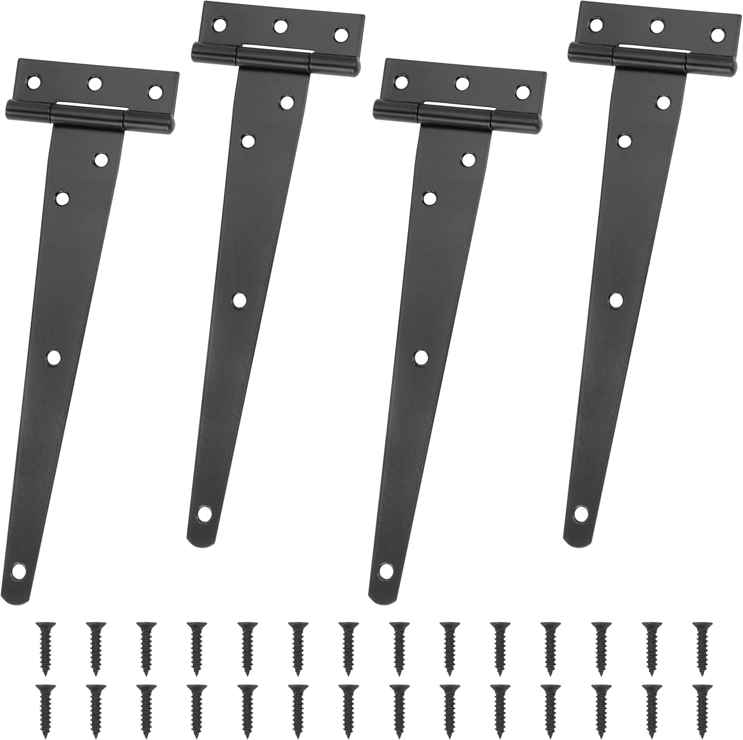 Vier Schwarze T-scharniere – Verzinkte Eisen-t-scharniere – Für Türen – 200 Mm – Mit Befestigungsschrauben – Für Scheunentore – Holztüren Und -fenster – Gartenhäuser