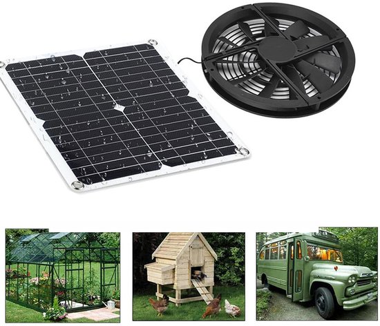 Solarbetriebener Abluftventilator, 25 Cm, 15 W, Für Küchen, Gewächshäuser, Hühnerställe, Schuppen Und Tierhäuser, Für Den Innen- Und Außenbereich, Schutzart Ip65