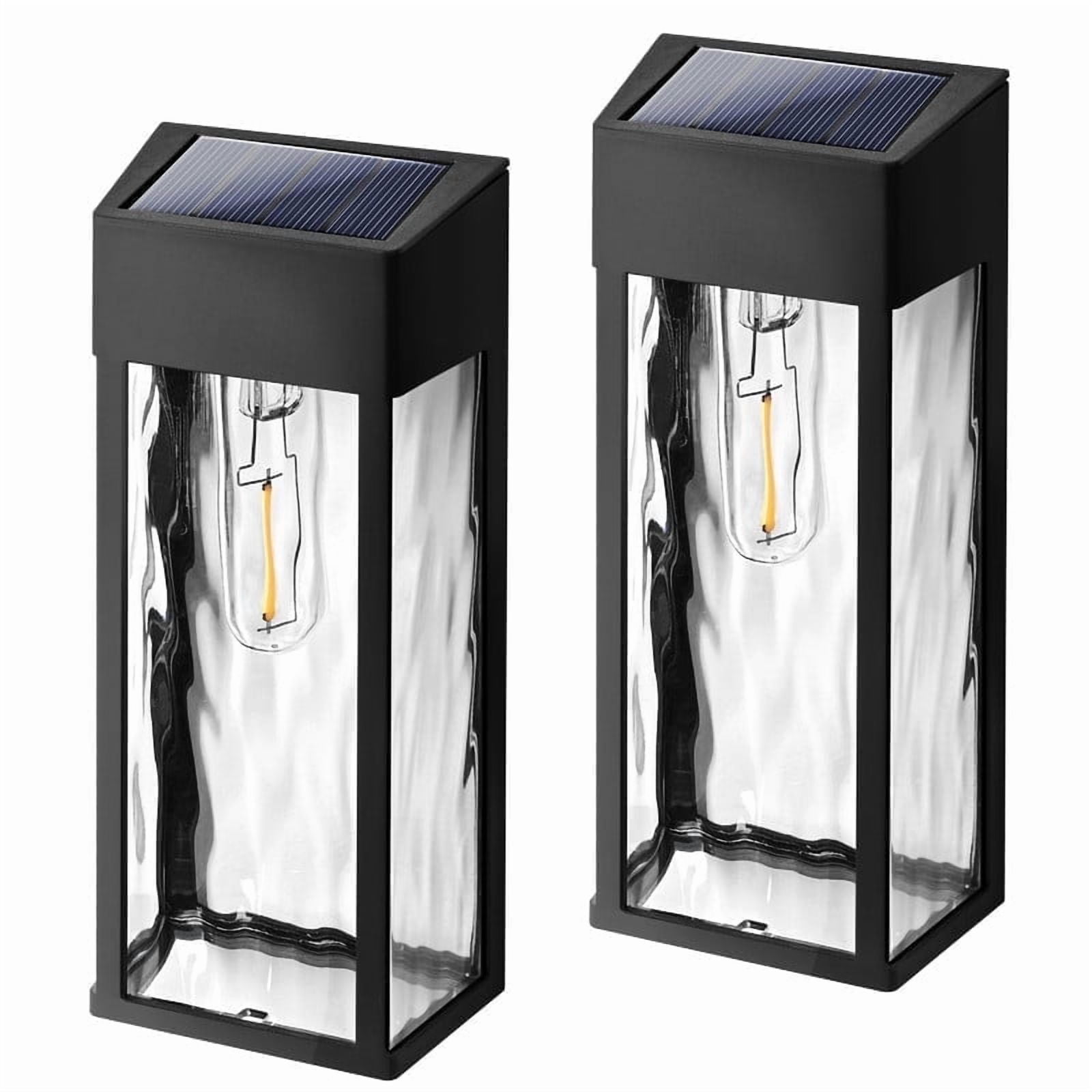 Zweierpack Schwarze, Solarbetriebene Außenwandleuchten Mit Led-leuchtmitteln, Die Sich Automatisch Von Der Dämmerung Bis Zum Morgengrauen Einschalten, Wasserdicht - Für Terrassen Und Gärten