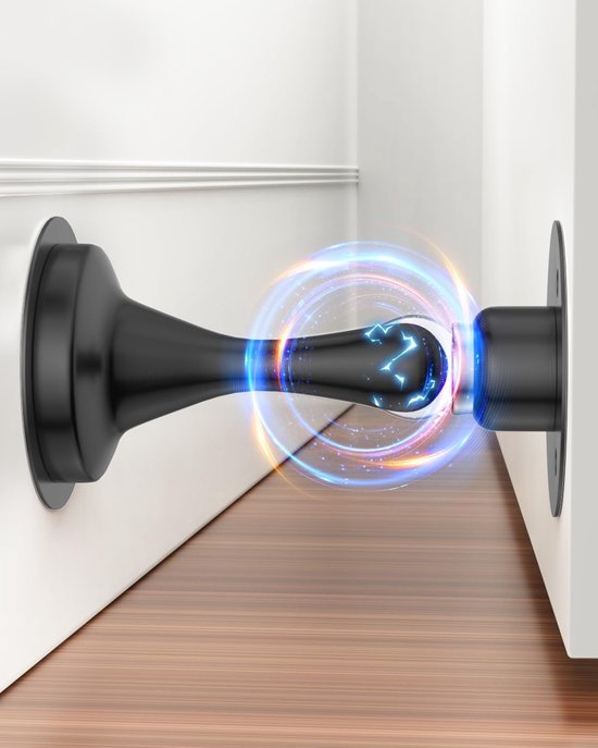 2er-pack Selbstklebende Magnetische Türstopper Für Fußleisten, Verchromtes Metall, Schwarz