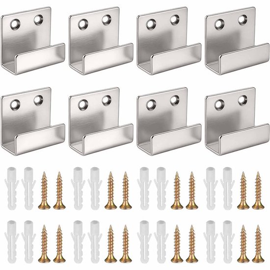 - U-förmige Halterungen - 8 Stück - Schwarzes Metall - Wandmontage - Spiegelaufhänger - Platzsparend - Geeignet Für Garagen/keller - Haken