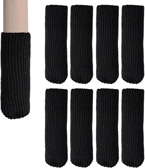 Möbelbeinschoner, 8er-pack, 3,5 Cm Unterkante, Stuhlbeinschoner, Bodenschoner, Hartholz, Rutschfest, Hochelastisch, Schützt Fliesen, Schalldämmend, Schwarz