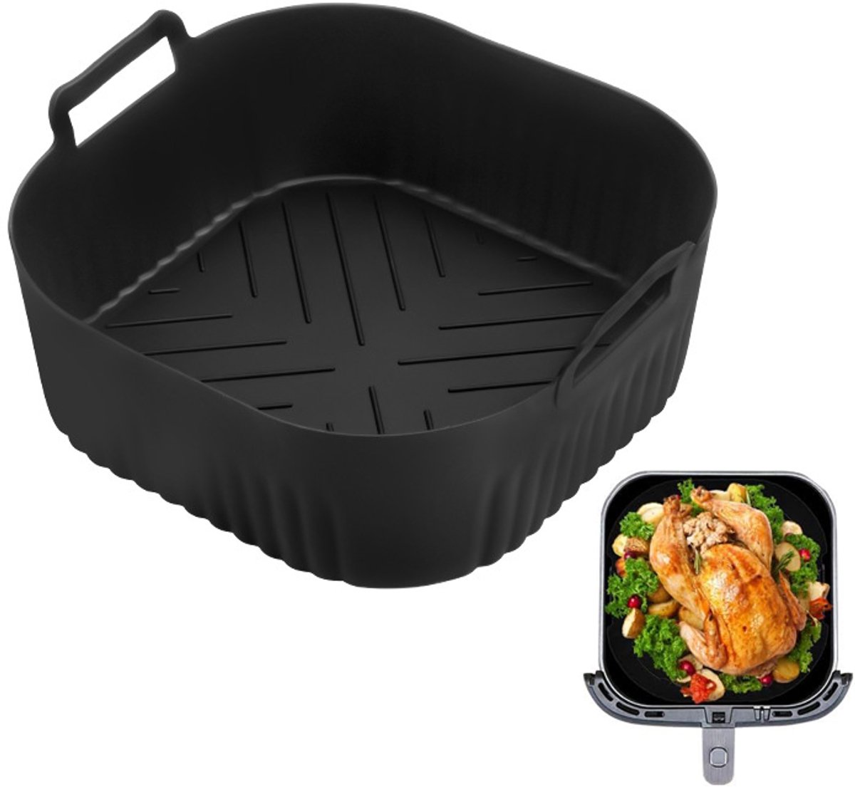 Silikon-backform Für Heißluftfritteusen – Passend Für Philips Airfryer Der 2000er Serie Na229/00 – 20 X 7,5 Cm – Bpa-frei – Spülmaschinenfest – Schwarz