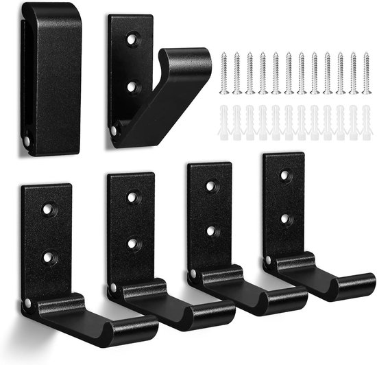 Faltbares Wandhaken-set – 6-teiliges Set Aus Schwarzem Aluminium, Geeignet Zum Aufhängen Von Mänteln, Taschen Und Schlüsseln.