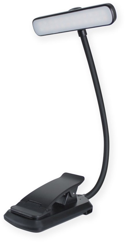Leselampe, 24 Leds, 8,8 X 8,3 X 32,5 Cm, 360° Drehbarer Schwanenhals, Dreifarbiges Licht, Schwarz, Zweireihige Led-beleuchtung, Wiederaufladbar, Usb-c-anschluss