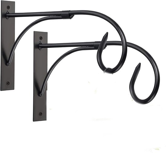 2er-pack Schwarze Wandhaken Aus Schmiedeeisen Für Hängekörbe Im Innen- Und Außenbereich