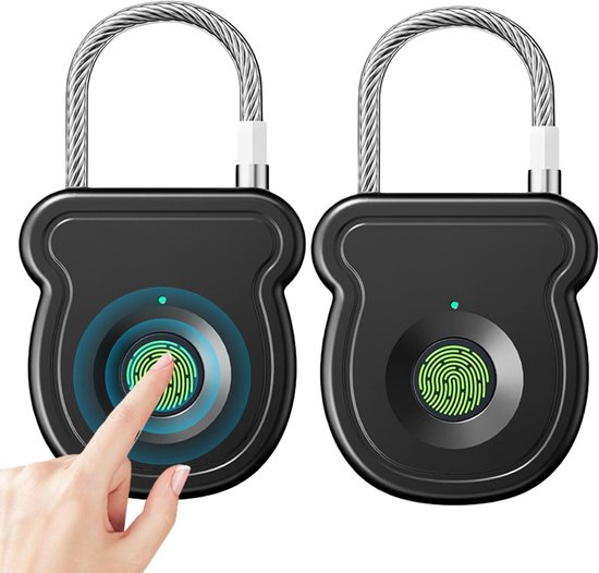 Intelligentes Fingerabdruck-vorhängeschloss, 2-teiliges Set, Entsperrzeit 0,5 Sekunden, Für Schließfächer/fitnessstudio/garten, Usb-ladefunktion.