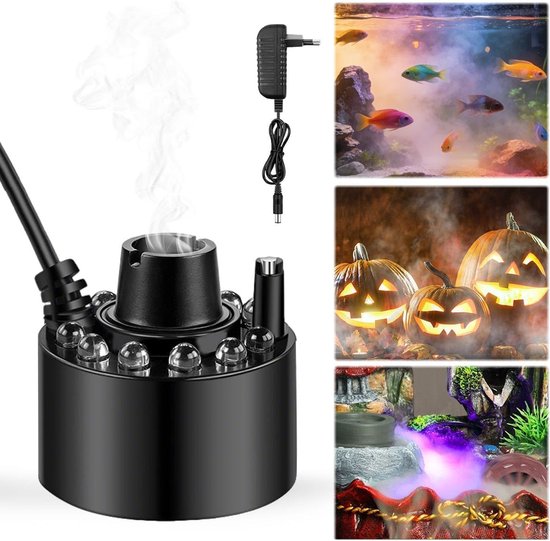 Ultraschall-nebelgenerator – Ultraschall-nebelgerät Mit 12 Leds – Mini-nebelmaschine – Farbwechsel – Zerstäuber Für Springbrunnen, Garten Und Teich