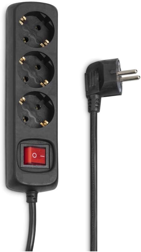 Schwarze Steckdosenleiste Mit Schalter, Dreifach Verstellbare Steckdosenleiste Mit Schalter, 2 Meter Langes Kabel.