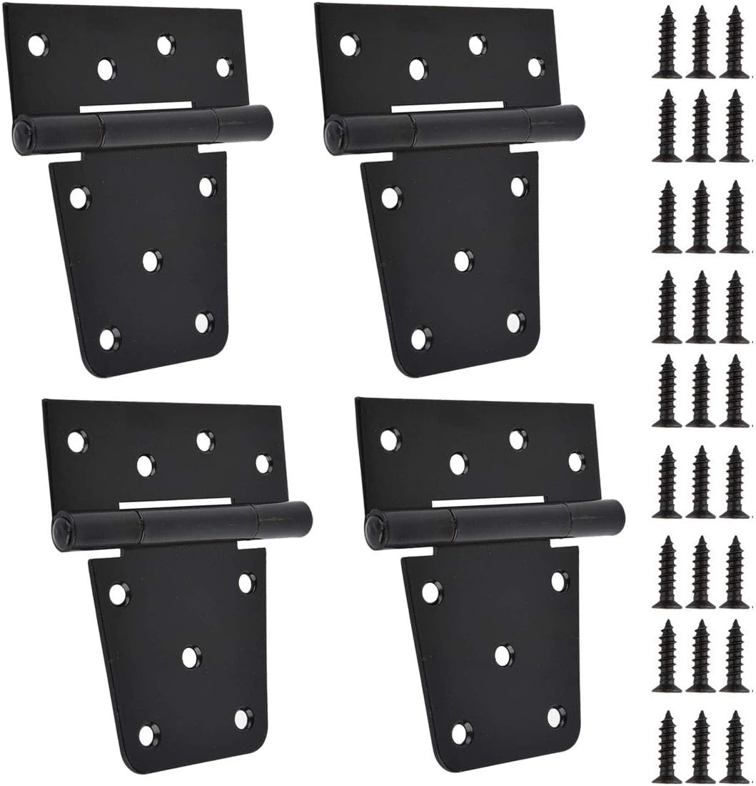 Schwarze Türscharniere, Robuste Türscharniere, Geeignet Für Holzzäune Und Scheunentüren, 3,5 Zoll (ca. 8,9 Cm), Für Den Außenbereich, Mit Schrauben (4er-pack).