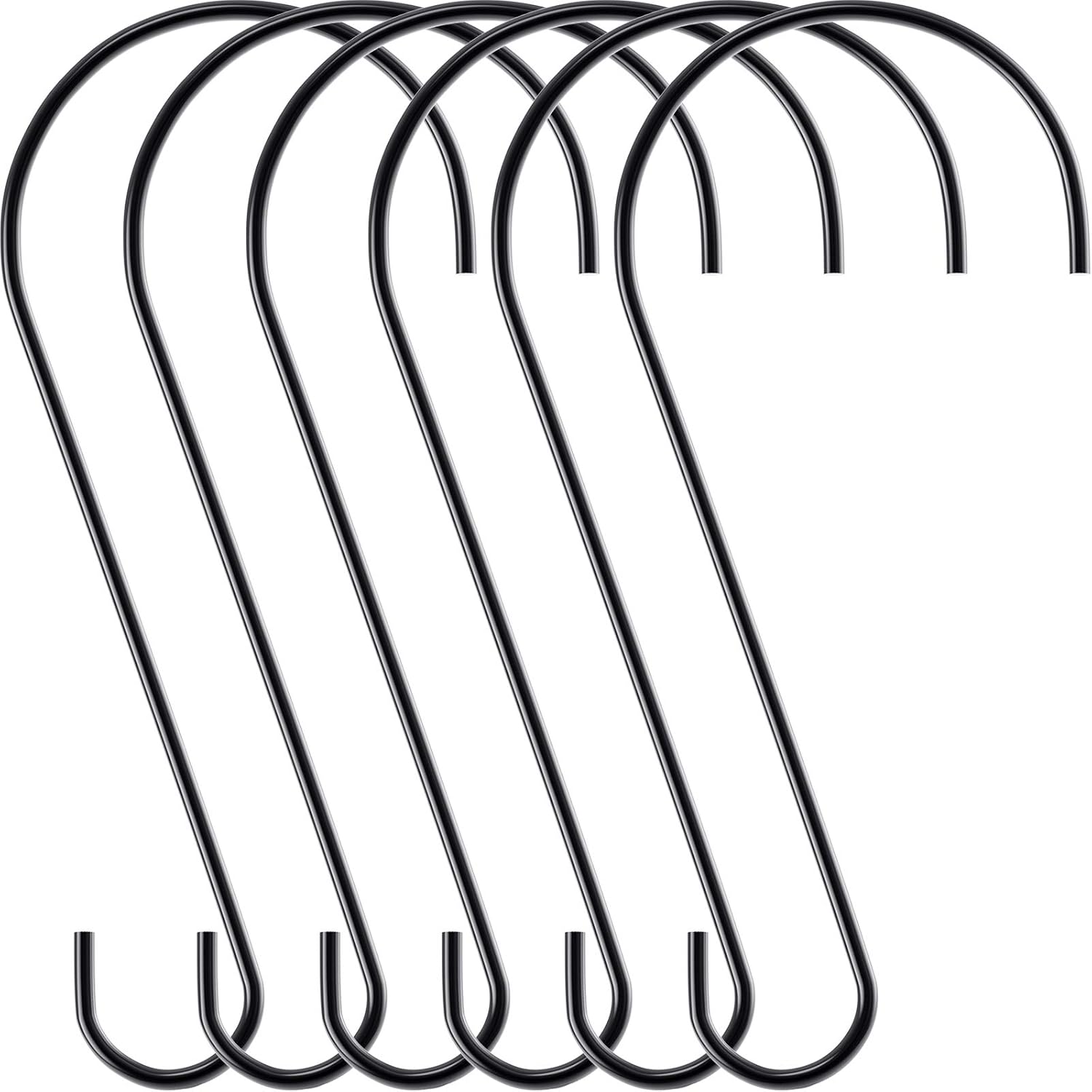 6 Robuste, Große S-förmige Haken, 30 Cm, Schwarz, Für Vogelfutterhäuschen, Garten, Äste, Küchen-vogelhäuser, Pflanzenkörbe, Laternen, Fahrräder Usw.