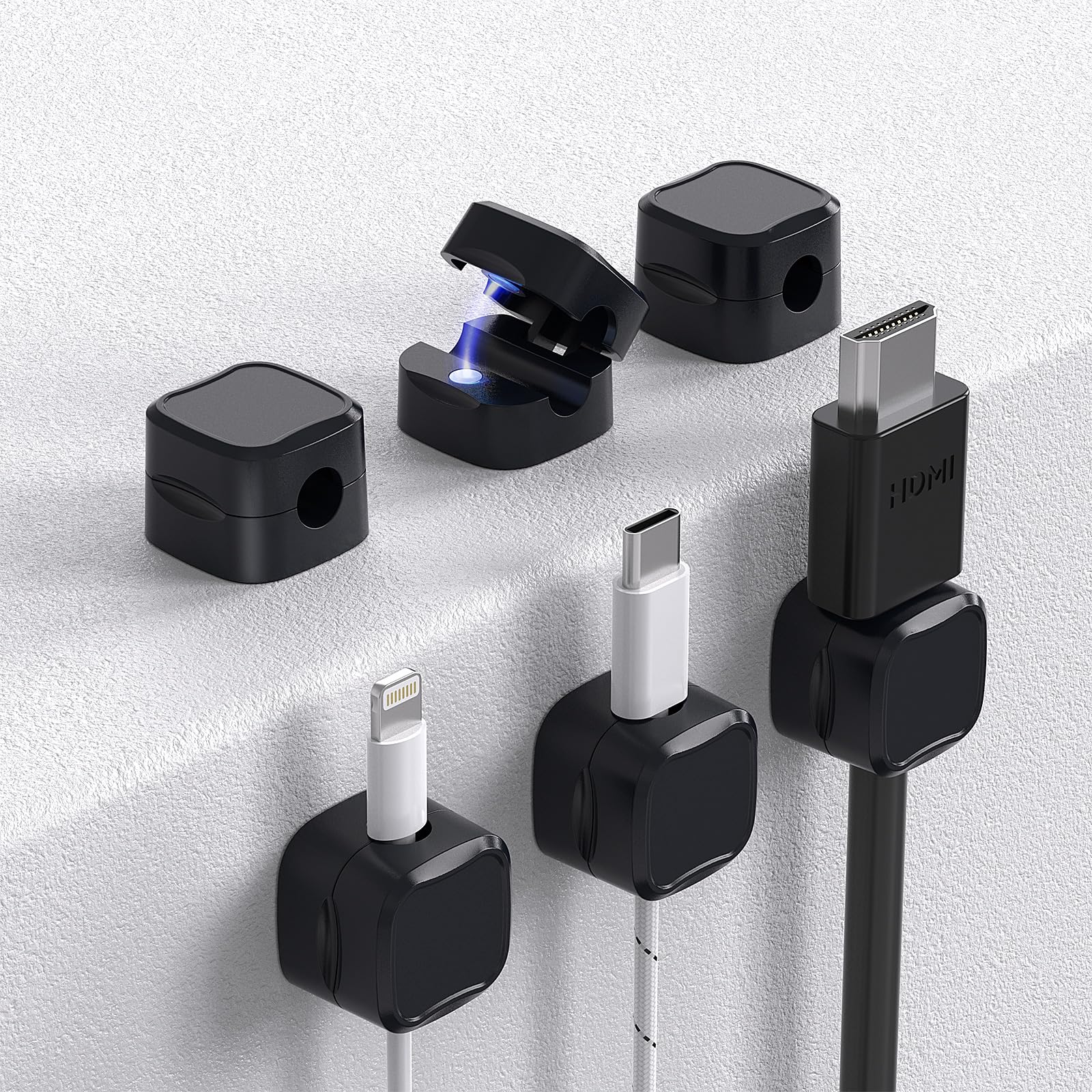 6er-pack Magnetische Kabelclips, Kabelmanagement Unter Dem Schreibtisch, Selbstklebender Kabelclip-organizer Für Zuhause, Schreibtisch, Telefon, Auto, Wand, Desktop Und Nachttisch