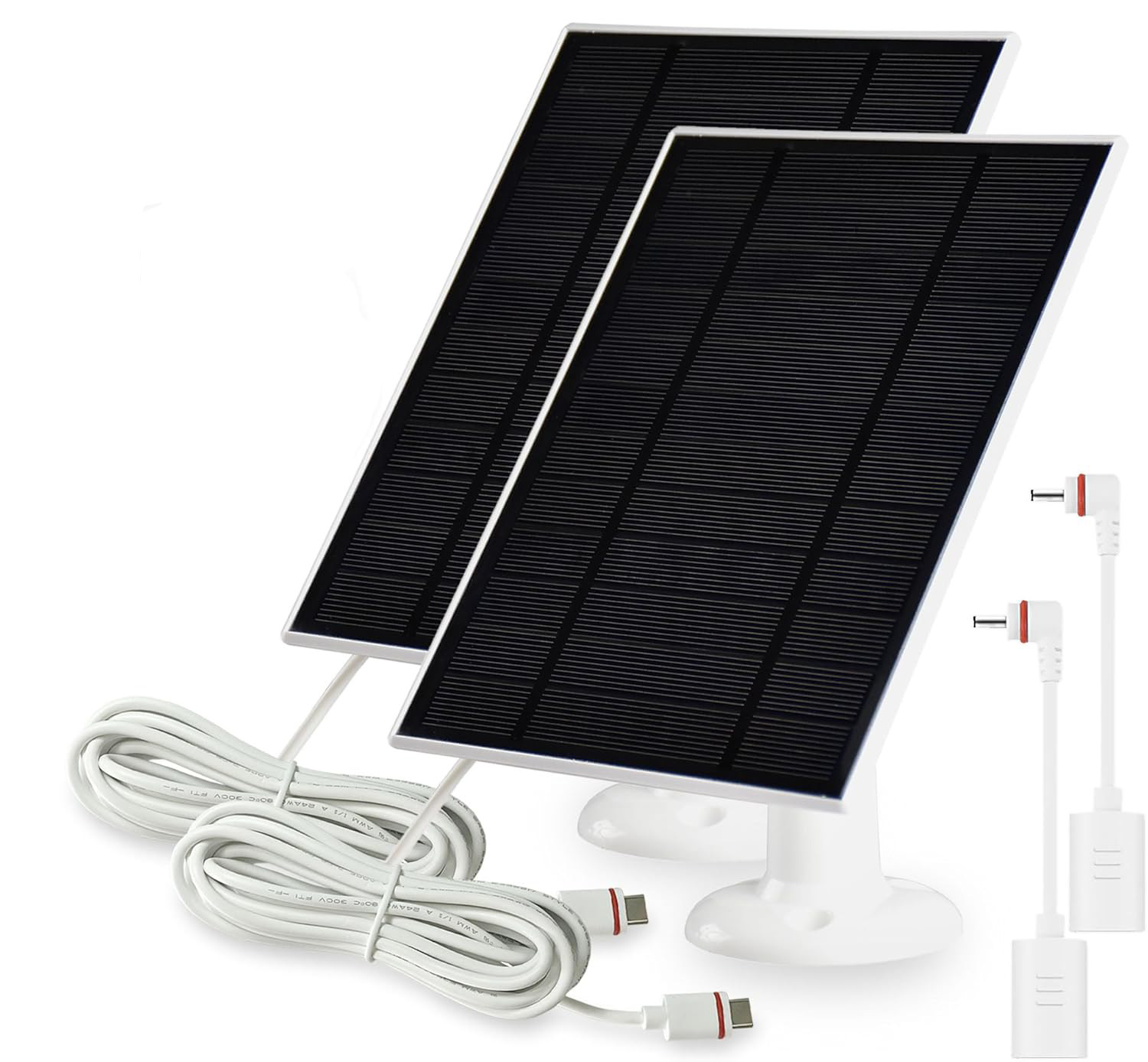 Solarpanels Für Ring Stick Up Cam/pro Akkus Und Ring Spotlight Cam Plus/pro Akkus, 2er-pack, Mit Usb-c-auf-netzteil-adapter.