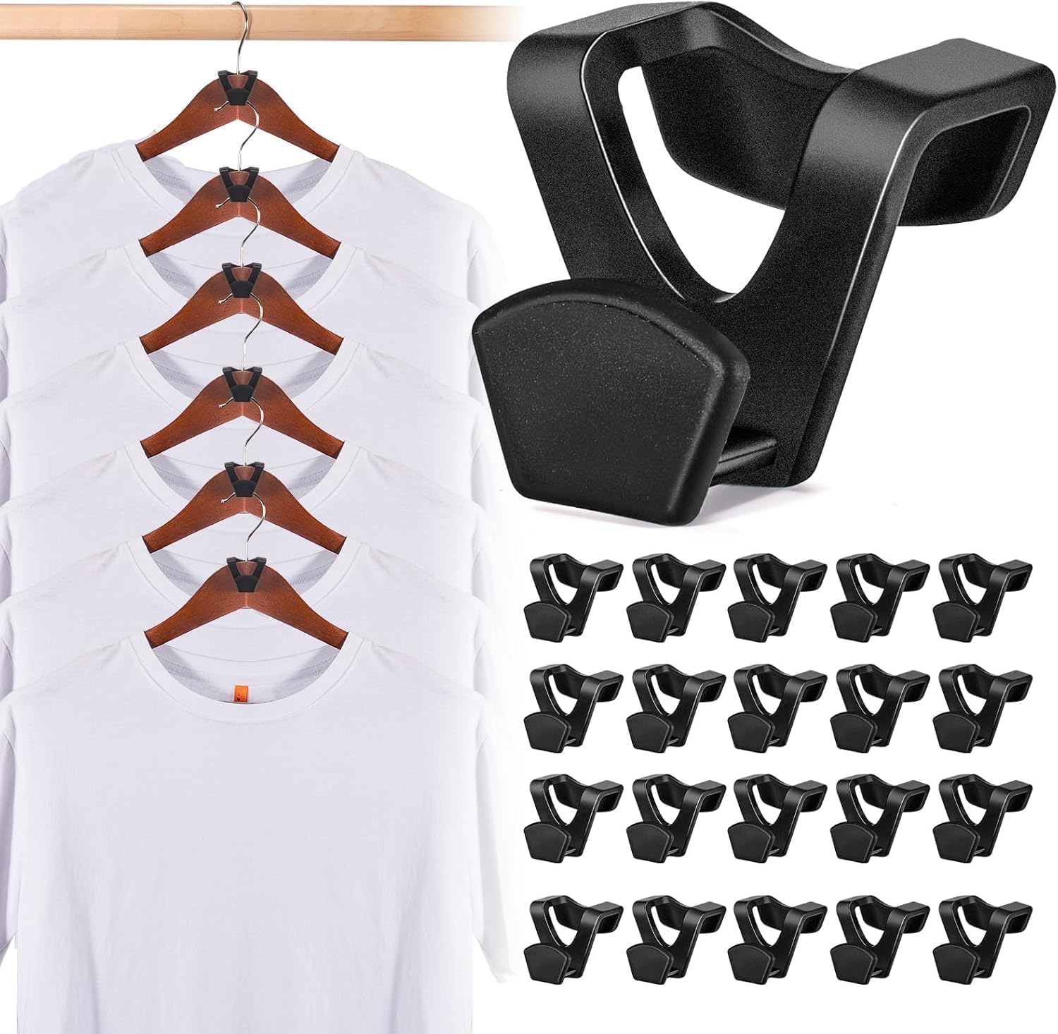 60er-packung Kleiderbügelhaken, Schwarze Kleiderbügel-verbindungshaken, Robuste Kleiderbügelhaken, Platzsparend.