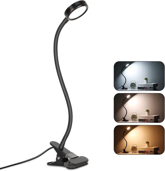 Ansteckbare Led-leuchte – Ansteckbare Led-raumleuchte Mit Adapter, Einstellbare Helligkeit, Augenschonend, Geeignet Für Büros Und Wohnungen, 360° Flexibel, Schwarz.