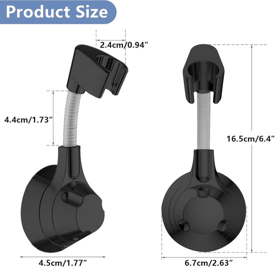 360° Drehbare Handbrausehalterung, Bohrfreie Wandmontage Für Badezimmer Und Hotels, Schwarz, 165 X 69 Mm