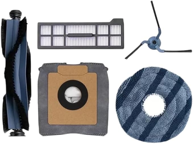 Ersatzteilset Für Den Eufy X10 Pro Saugroboter, 5-teiliges Set (1 Hauptwalzenbürste + 1 Seitenbürste + 1 Filter + 1 Wischpad + 1 Staubbeutel)