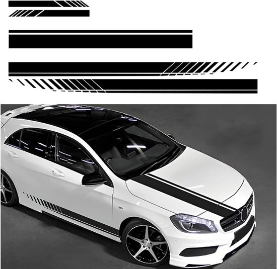 5er-pack Motorhaubenstreifen-aufkleber, Fahrzeugmodifikationsaufkleber, Universelle Karosseriestreifen-aufkleber, Geeignet Für Limousinen Und Rennwagen (schwarz).