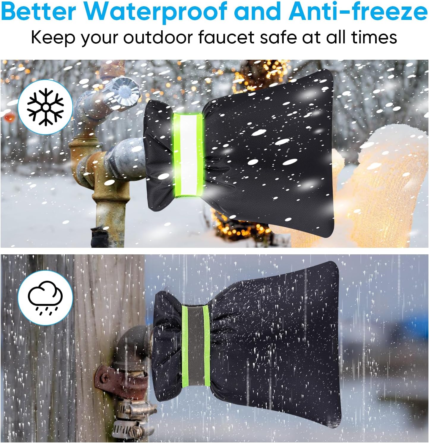 Winter-wasserhahnabdeckungen Für Den Außenbereich – 2er-pack – Frostschutzabdeckungen Für Den Winter – Rohrisolierung – Wiederverwendbar – Wasserdicht – Hitzebeständig – 2er-pack