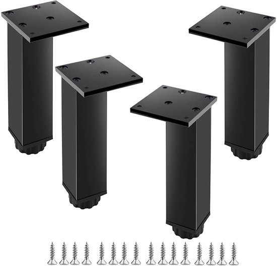 4-teiliges Set 35 Cm Schwarze, Verstellbare Quadratische Tisch- Und Schrankbeine