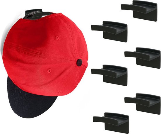 Schwarze, Selbstklebende Wandhalterung Mit Haken Zur Aufbewahrung Von Baseballkappen Und Hüten (10er-pack)