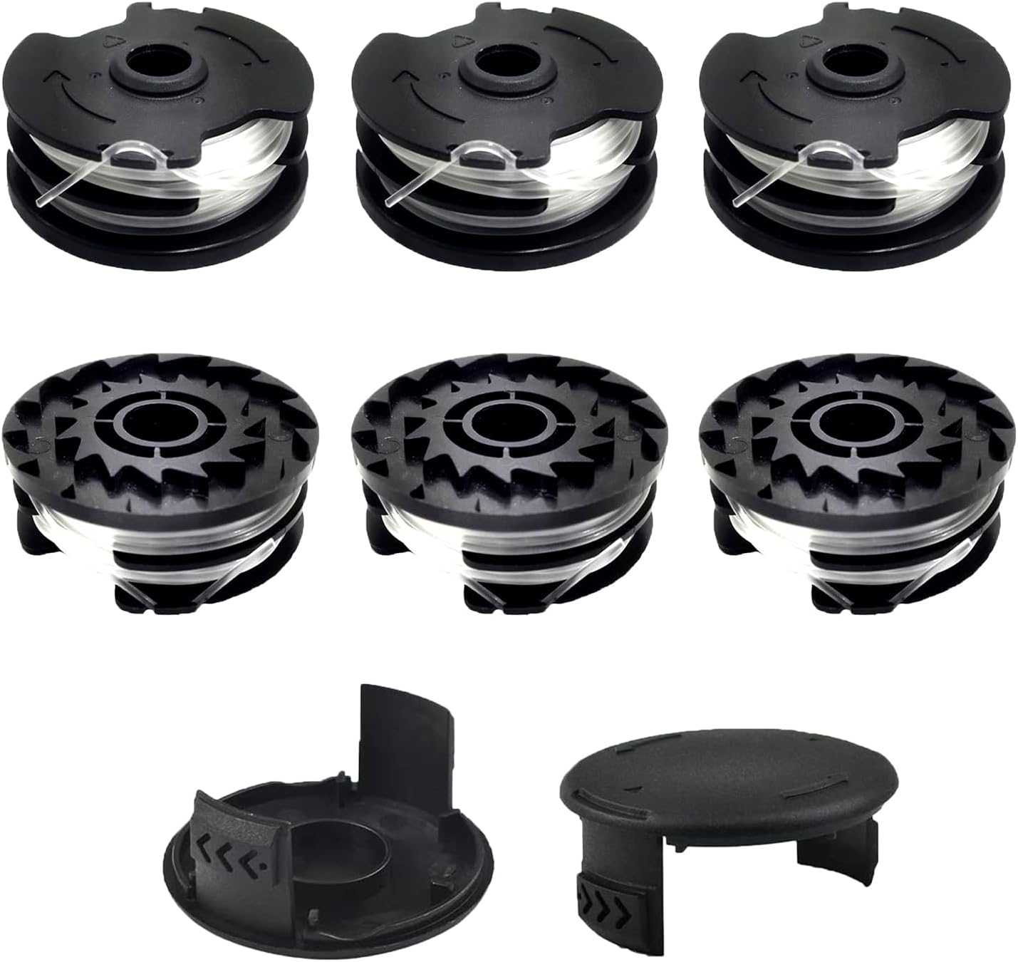 Sechs Ersatzspulen Für Lidl Parkside Rasenmäher, Passend Für Die Modelle Lidl Parkside Prta 20-li A1, B2, C3, Prt 550 A1, A3 Und Prt 300 A1, 2 X 4 Meter, 1,6 Mm.