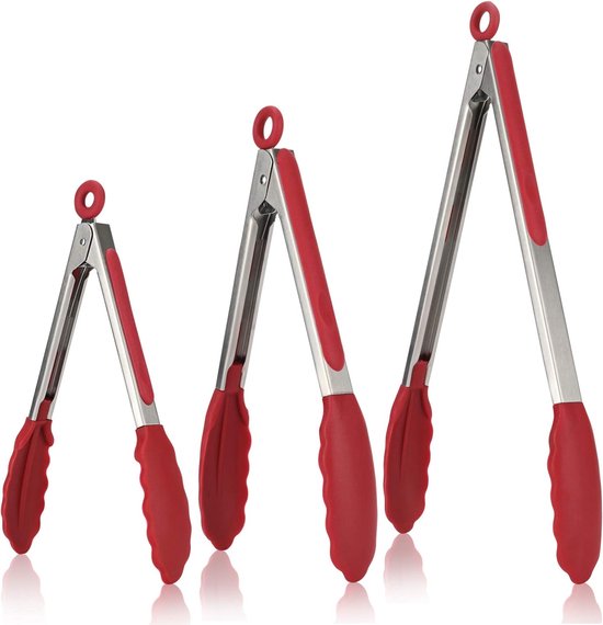 3-teiliges Set Schwarzer, Antihaftbeschichteter, Hitzebeständiger Grillzangen Aus Silikon (7/9/12 Zoll)