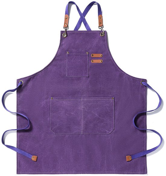 Arbeitsschürze Aus Canvas-baumwolle Für Damen Und Herren, 3 Taschen, Verstellbar, Für Küche, Grill, Café, Barbecue, Gartenarbeit, Basteln, Barkeeper, Dunkelblau