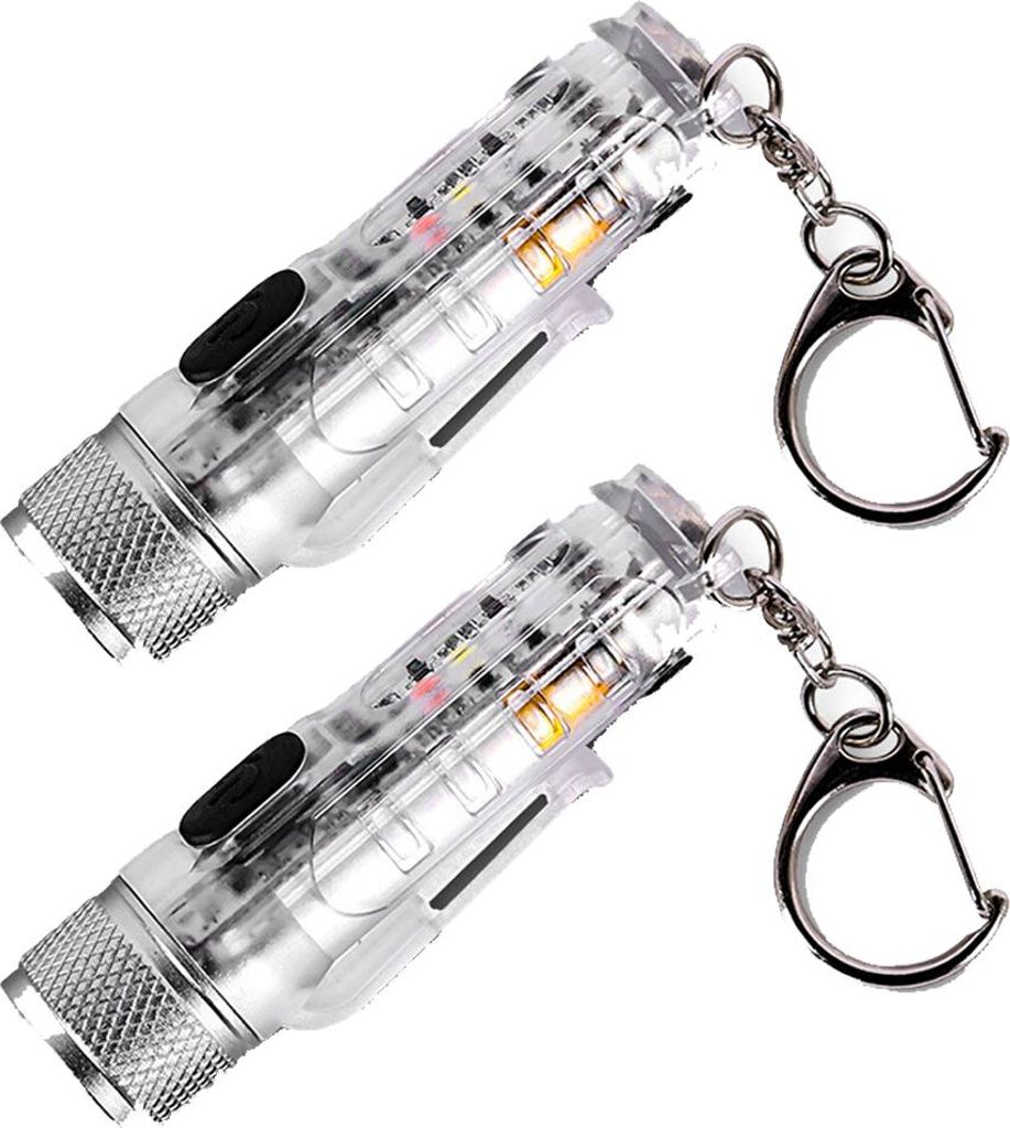 Zwei Wasserdichte Mini-taschenlampen, Hohe Leuchtkraft, Große Reichweite Und Transparent.