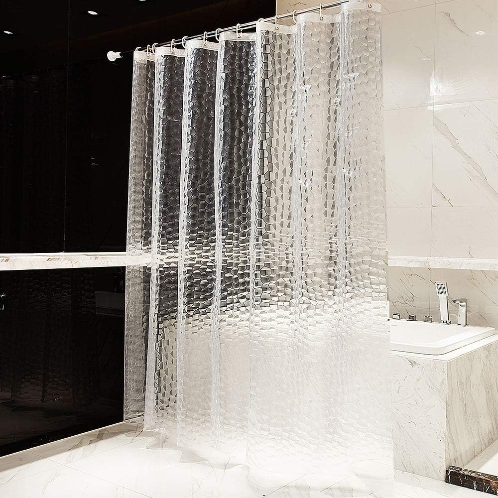 Halbtransparenter Duschvorhang, Extra Langer Duschvorhang (180 X 180 Cm), 3d-beschwerter Duschvorhang, Schimmelresistenter Duschvorhang