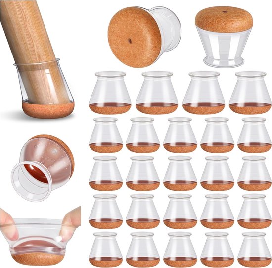 24 Stück Stuhlbeinschoner, Silikon-stuhlbeinkappen Für Hartholzböden, Mittel (geeignet Für: 1,94-3,0 Cm)