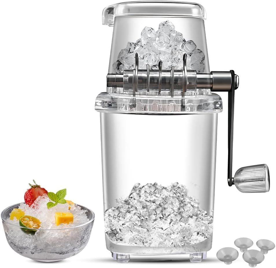 Manueller Eiscrusher, Handbetriebener, Tragbarer Eisrasierer Mit Edelstahlklingen Für Geschabtes Eis, Schneekegel, Smoothies, Küchen Und Bars