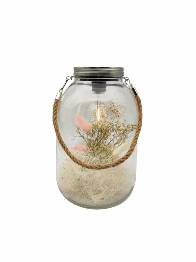 Trendline - Deko Glas led mit Trockenblumen 16 x 26 cm Deko-Accessoires