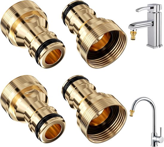 Wasserhahnadapter Für Gartenschlauch – Messing – 4-teiliges Set