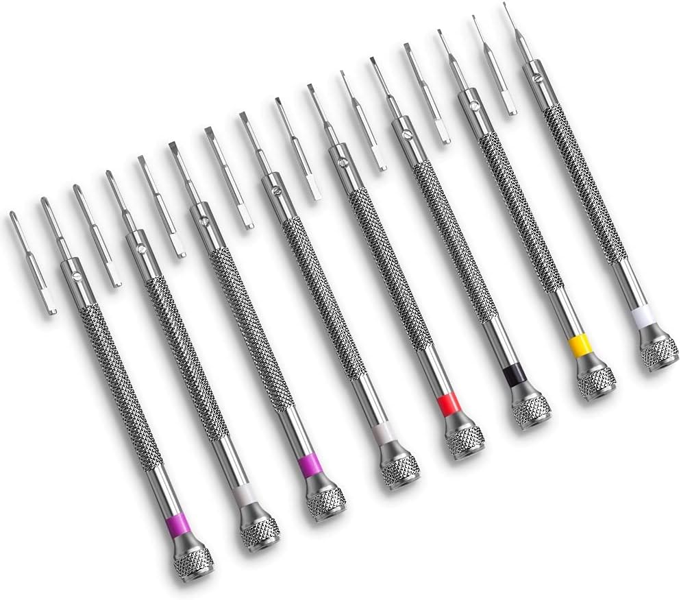 8-teiliges Professionelles Mikro-präzisionsschraubendreher-set Von 0,6 Bis 2 Mm, 8 Zusätzliche Ersatzklingen Für Reparaturen An Uhren, Brillen, Schmuck Und Elektronik.