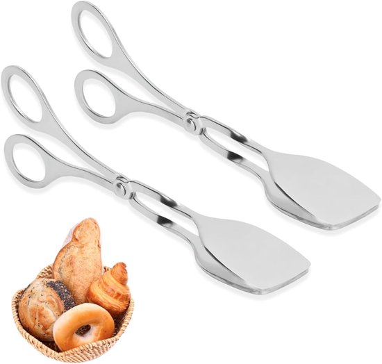 Zweiteiliges Edelstahl-zangen-/küchenzangen-set, Geeignet Für Salate, Brot Und Kuchen.