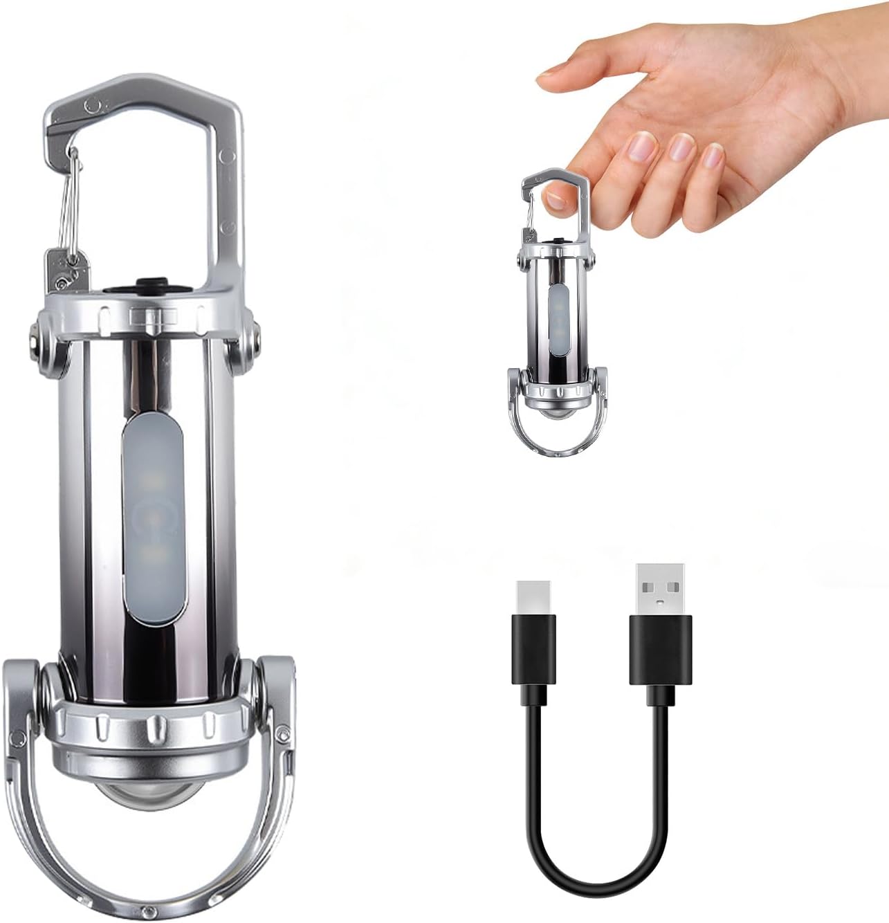 Wiederaufladbare Led-taschenlampe, Wasserdichte Taschenlampe Für Zuhause, Ultrahelle Mini-led-taschenlampe, Auto, Reisen, Outdoor-arbeit, Camping (silber)