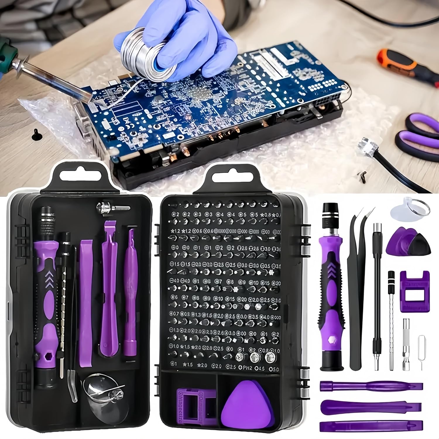 115-in-1 Präzisionsschraubendreher-set – Professionelles Magnetisches Anti-rutsch-reparaturset – Verschiedene Schlitzschraubendreher-bits Mit Pinzette – Elektronik – Handy