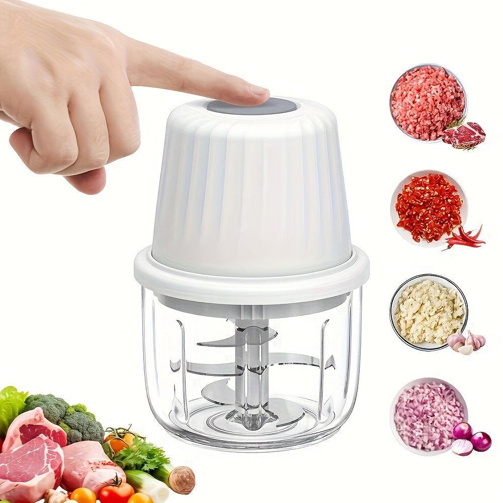 Elektrischer Gemüsezerkleinerer (400 Ml), Usb-aufladbar, 6 Klingen, Tragbarer Knoblauch- Und Gemüsezerkleinerer, Obst Und Fleisch, Zwiebeln, Sellerie.