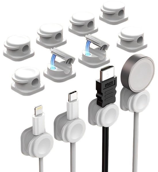 12 Magnetische Kabelclips Und Kabelorganisatoren, Selbstklebende Halter Für Nachttische, Auto-schreibtischzubehör, Weiß
