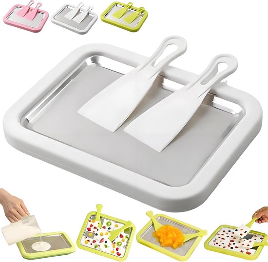 Roll-eiscreme-set, Roll-eiscreme-maschine Für Zuhause, Gebrauchsfertige Gefrierplatte Mit 2 Schabern, Diy-roll-eiscreme-schüssel Für Kinder Und Erwachsene