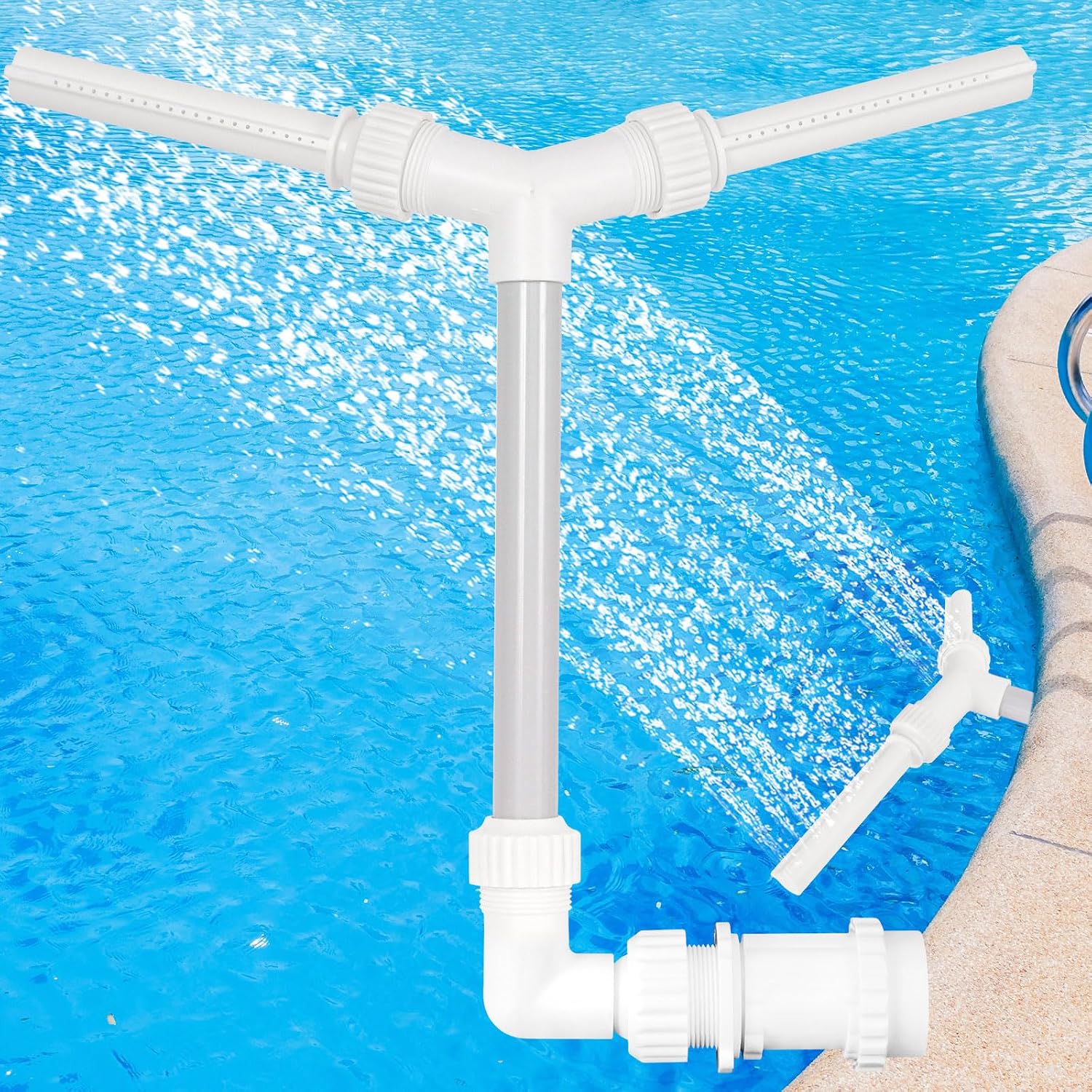Poolbrunnen Für Aufstell- Und Einbaupools, Doppeldüsen-wasserfall-sprühbrunnen, Verstellbares Poolzubehör, 1,5-zoll-poolrücklaufanschlüsse